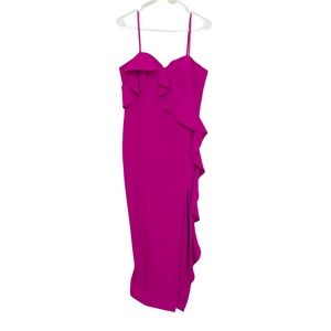 Aidan Mattox size 12 gown with ruffles magenta